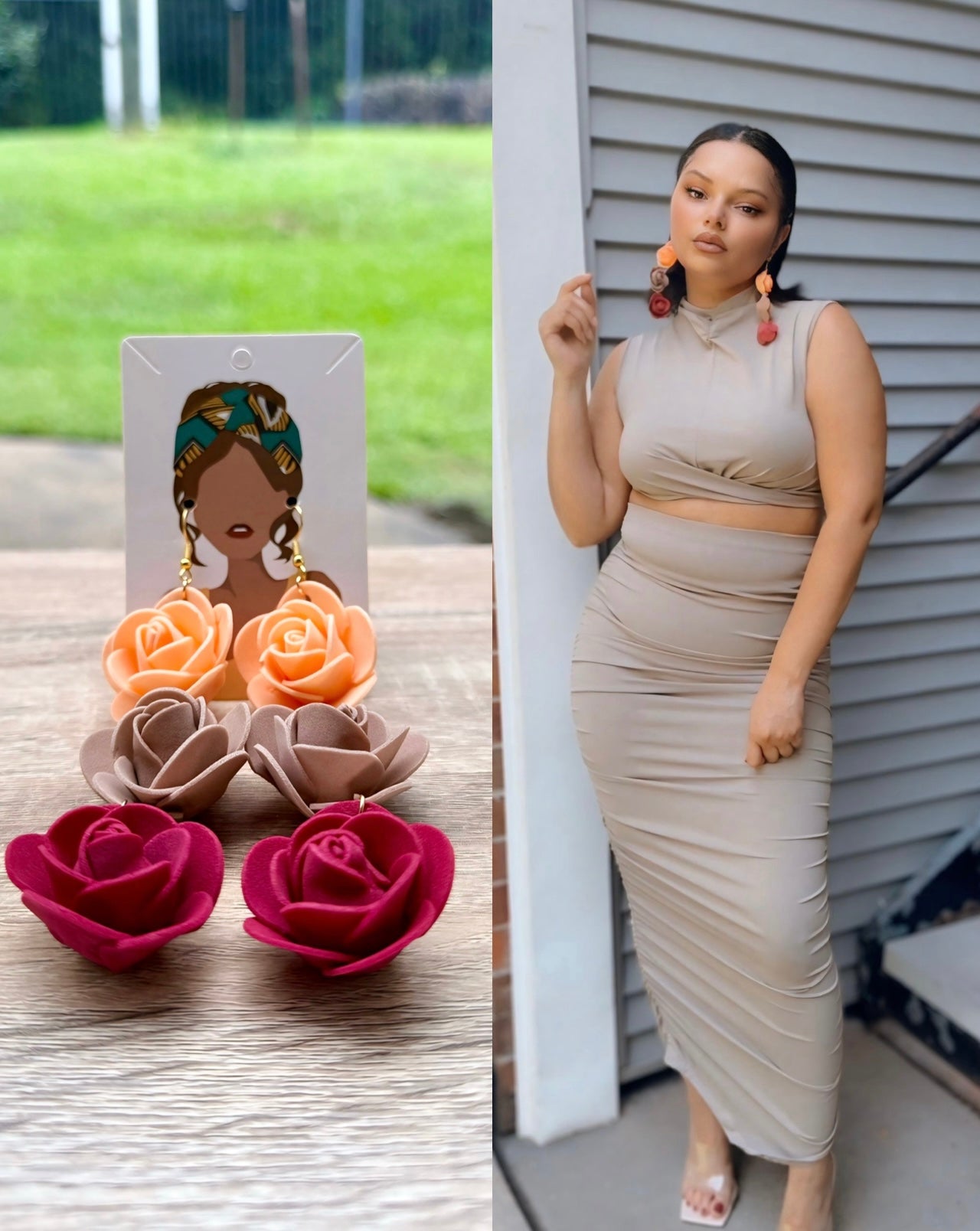UNIQUE Foam Rose Earrings